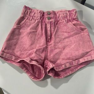 Pink Denim High Wait Shorts